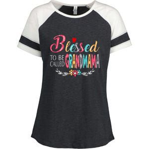 Blessed To Be Called Grandmama Colorful Art Enza Ladies Jersey Colorblock Tee