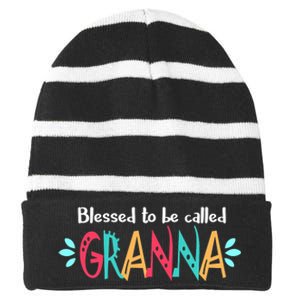 Blessed To Be Called Granna Striped Beanie with Solid Band