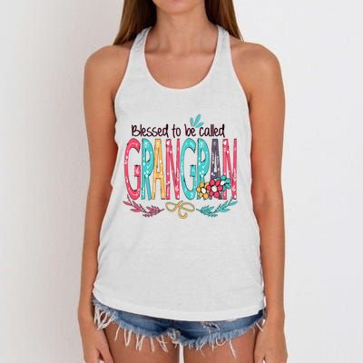 Blessed To Be Called Grangran Colorful Grandma Women's Knotted Racerback Tank