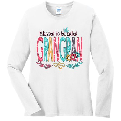 Blessed To Be Called Grangran Colorful Grandma Ladies Long Sleeve Shirt