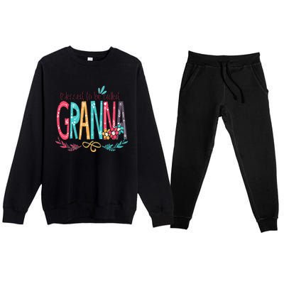 Blessed To Be Called Granna Colorful Grandma Premium Crewneck Sweatsuit Set