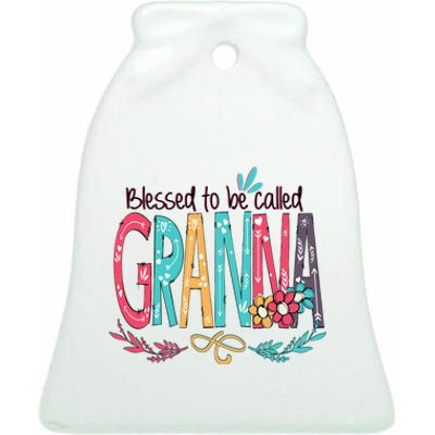 Blessed To Be Called Granna Colorful Grandma Ceramic Bell Ornament