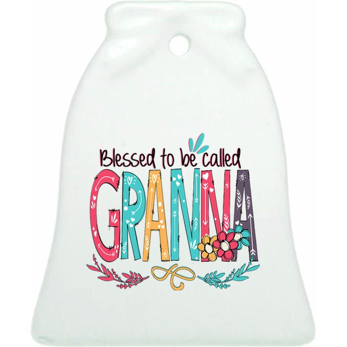 Blessed To Be Called Granna Colorful Grandma Ceramic Bell Ornament