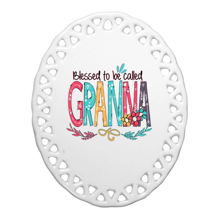 Blessed To Be Called Granna Colorful Grandma Ceramic Oval Ornament