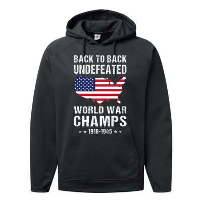 Back To Back Undefeated World War Champs American Patriotic Performance Fleece Hoodie