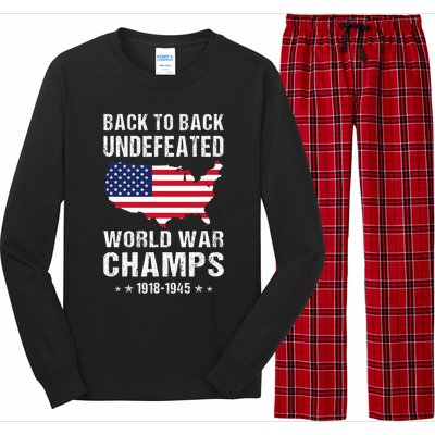 Back To Back Undefeated World War Champs American Patriotic Long Sleeve Pajama Set