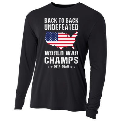 Back To Back Undefeated World War Champs American Patriotic Cooling Performance Long Sleeve Crew