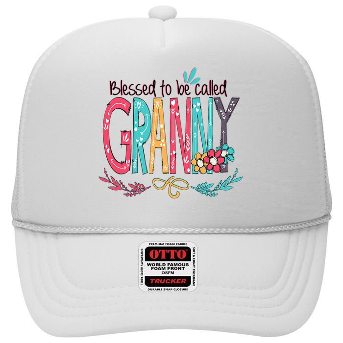 Blessed To Be Called Granny Colorful Grandma High Crown Mesh Back Trucker Hat