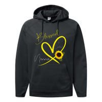 Blessed To Be Called Nonna Sunflower Heart Mother's Day Performance Fleece Hoodie