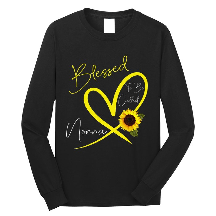 Blessed To Be Called Nonna Sunflower Heart Mother's Day Long Sleeve Shirt