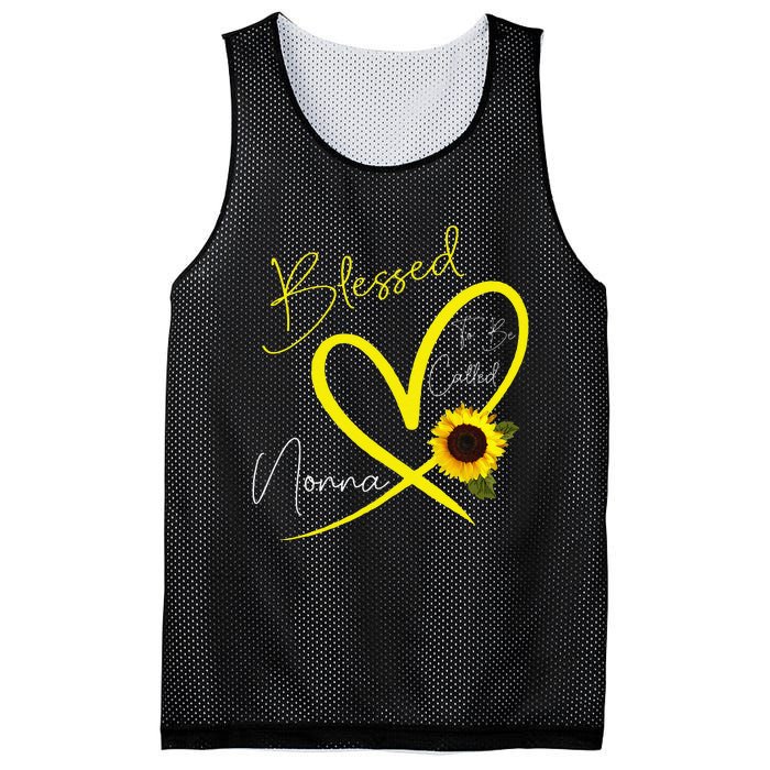 Blessed To Be Called Nonna Sunflower Heart Mother's Day Mesh Reversible Basketball Jersey Tank