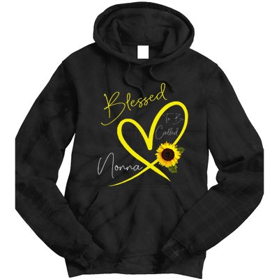 Blessed To Be Called Nonna Sunflower Heart Mother's Day Tie Dye Hoodie