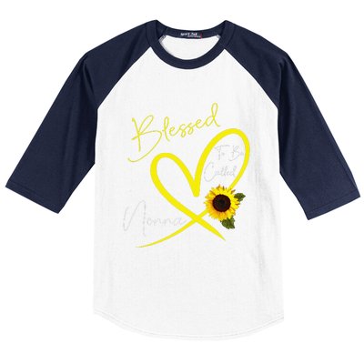 Blessed To Be Called Nonna Sunflower Heart Mother's Day Baseball Sleeve Shirt