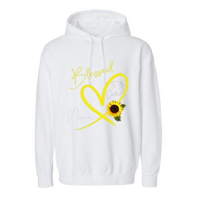 Blessed To Be Called Nonna Sunflower Heart Mother's Day Garment-Dyed Fleece Hoodie