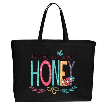 Blessed To Be Called Honey Colorful Grandma Cotton Canvas Jumbo Tote