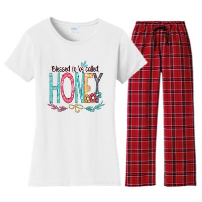 Blessed To Be Called Honey Colorful Grandma Women's Flannel Pajama Set