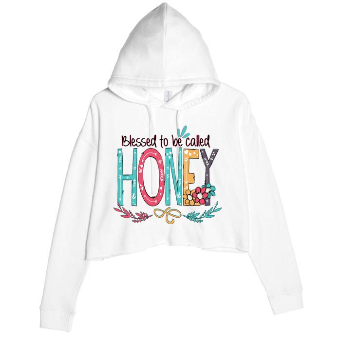 Blessed To Be Called Honey Colorful Grandma Crop Fleece Hoodie