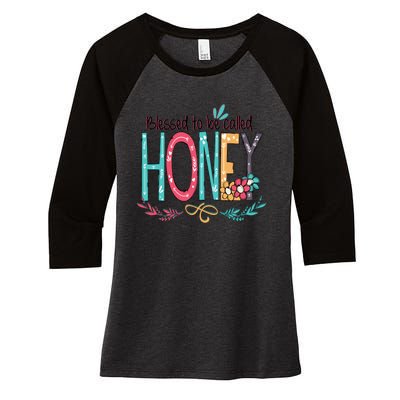 Blessed To Be Called Honey Colorful Grandma Women's Tri-Blend 3/4-Sleeve Raglan Shirt