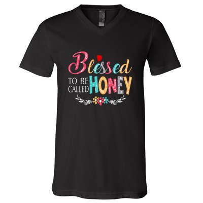 Blessed To Be Called Honey Colorful Art V-Neck T-Shirt