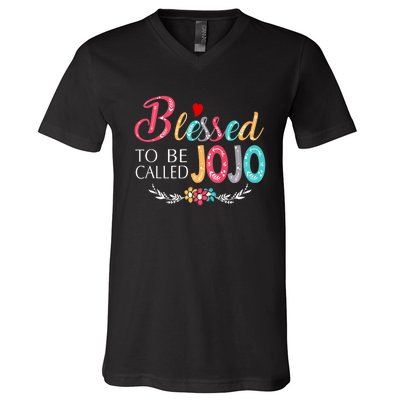 Blessed To Be Called Jojo Colorful Art V-Neck T-Shirt