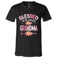 Blessed To Be Called Grandma Mother's Day Mom Grandma Gift V-Neck T-Shirt