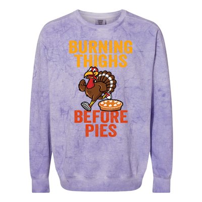 Burning Thighs Before Pies Turkey Trot Costume Gift Colorblast Crewneck Sweatshirt