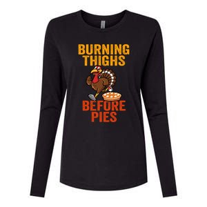 Burning Thighs Before Pies Turkey Trot Costume Gift Womens Cotton Relaxed Long Sleeve T-Shirt