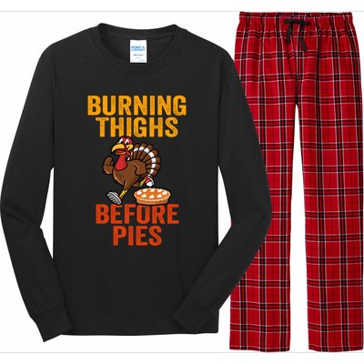 Burning Thighs Before Pies Turkey Trot Costume Gift Long Sleeve Pajama Set