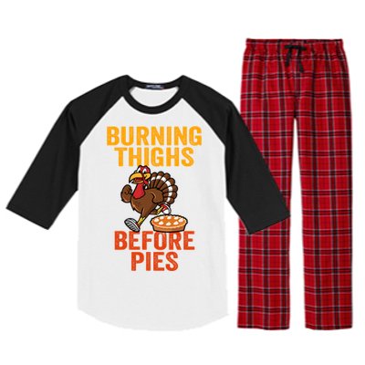 Burning Thighs Before Pies Turkey Trot Costume Gift Raglan Sleeve Pajama Set