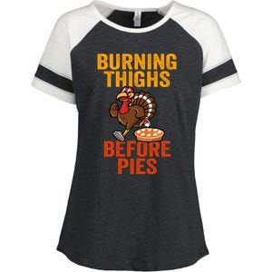 Burning Thighs Before Pies Turkey Trot Costume Gift Enza Ladies Jersey Colorblock Tee