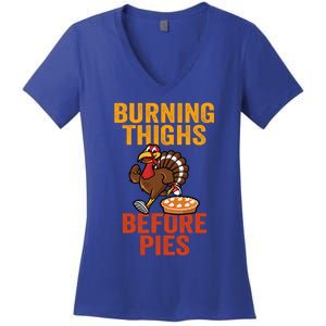 Burning Thighs Before Pies Turkey Trot Costume Gift Women's V-Neck T-Shirt