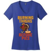 Burning Thighs Before Pies Turkey Trot Costume Gift Women's V-Neck T-Shirt