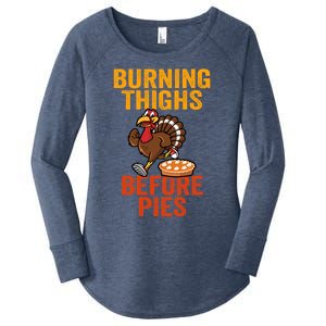 Burning Thighs Before Pies Turkey Trot Costume Gift Women's Perfect Tri Tunic Long Sleeve Shirt