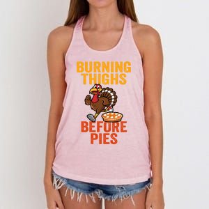 Burning Thighs Before Pies Turkey Trot Costume Gift Women's Knotted Racerback Tank