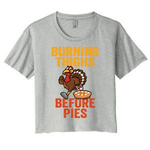 Burning Thighs Before Pies Turkey Trot Costume Gift Women's Crop Top Tee