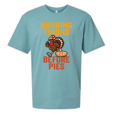 Burning Thighs Before Pies Turkey Trot Costume Gift Sueded Cloud Jersey T-Shirt