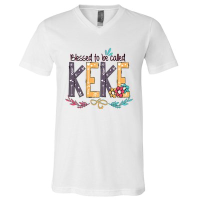 Blessed To Be Called Keke Colorful Grandma V-Neck T-Shirt