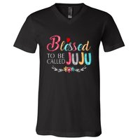 Blessed To Be Called Juju Colorful Art V-Neck T-Shirt