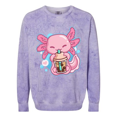 Boba Tea Bubble Tea Milk Tea Anime Axolotl Lover Gift Colorblast Crewneck Sweatshirt