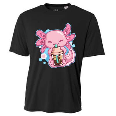 Boba Tea Bubble Tea Milk Tea Anime Axolotl Lover Gift Cooling Performance Crew T-Shirt