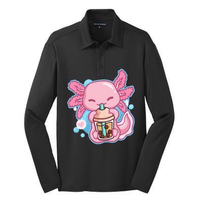 Boba Tea Bubble Tea Milk Tea Anime Axolotl Lover Gift Silk Touch Performance Long Sleeve Polo