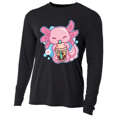 Boba Tea Bubble Tea Milk Tea Anime Axolotl Lover Gift Cooling Performance Long Sleeve Crew