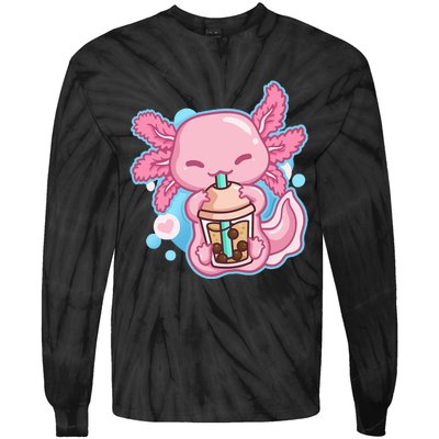 Boba Tea Bubble Tea Milk Tea Anime Axolotl Lover Gift Tie-Dye Long Sleeve Shirt