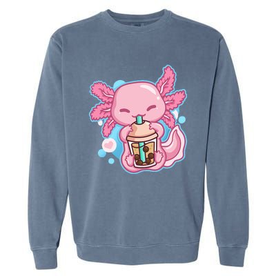 Boba Tea Bubble Tea Milk Tea Anime Axolotl Lover Gift Garment-Dyed Sweatshirt