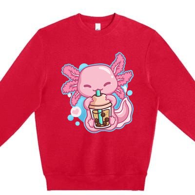 Boba Tea Bubble Tea Milk Tea Anime Axolotl Lover Gift Premium Crewneck Sweatshirt