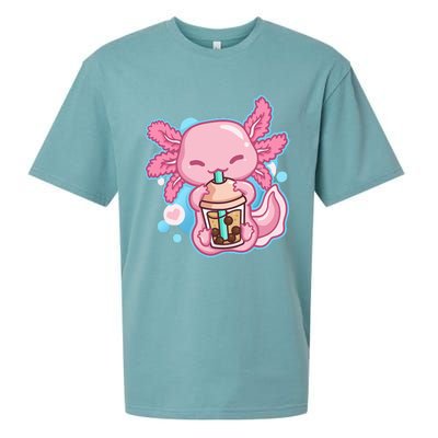 Boba Tea Bubble Tea Milk Tea Anime Axolotl Lover Gift Sueded Cloud Jersey T-Shirt