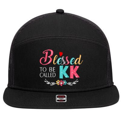 Blessed To Be Called Kk Colorful Art 7 Panel Mesh Trucker Snapback Hat