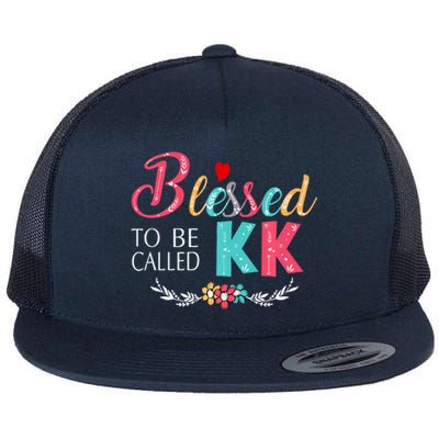 Blessed To Be Called Kk Colorful Art Flat Bill Trucker Hat