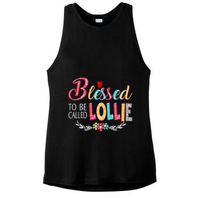 Blessed To Be Called Lollie Colorful Art Ladies PosiCharge Tri-Blend Wicking Tank