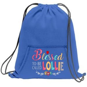 Blessed To Be Called Lollie Colorful Art Sweatshirt Cinch Pack Bag